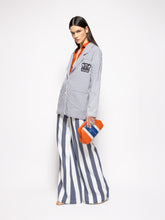 Paula Nymphaea Navy Hand-Woven Blazer with Embroidery