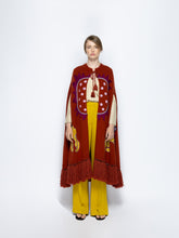 Paula Saphire Orange Hand-Embroidered Knitted Cape