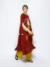 Paula Saphire Orange Hand-Embroidered Knitted Cape