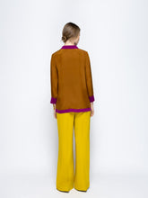 Paula Diane Caramel Café Silk V-Neck Long-Sleeve Top