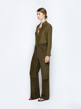 Paula Alice Fir Green Wide-Leg Suede Pants