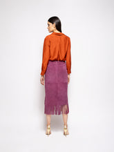 Paula Campfire Purple Potion Suede Skirt with Fringes