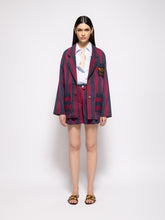 Paula Nymphaea Grape Hand-Woven Striped Blazer with Embroidery