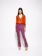 Paula Capella Purple Potion Embroidered Suede Pants