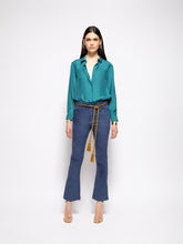 Zircon Estate Blue Suede Flared Pants