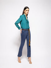 Paula Ametista Botanical Green Silk Shirt