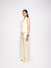 Paula Marte Cream Linen Wide Pants