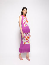 Paula Tina Bellflower Jacquard Tank Top with Fringes