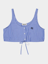Miu Miu Sapphire Blue Striped Cotton Top