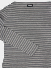 Miu Miu Slate Grey and White Striped Silk Jersey Top
