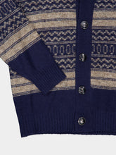 Brunello Cucinelli Blue and Brown Nordic Jacquard Cardigan