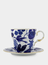 La DoubleJ Wildbird Blue Porcelain Mug and Saucer