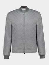 Brunello Cucinelli Grey Lightweight Cashmere Flannel Bomber Jacket