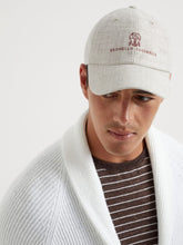 Brunello Cucinelli White Diagonal Baseball Cap with Embroidered Logo