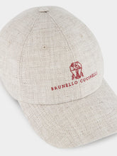 Brunello Cucinelli White Diagonal Baseball Cap with Embroidered Logo