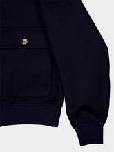 Brunello Cucinelli Navy Blue Wool Bomber Jacket