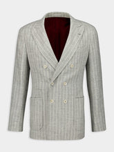 Brunello Cucinelli Grey Striped Alpaca Wool-Blend Suit