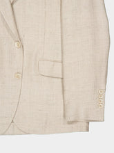 Brunello Cucinelli Beige Silk Linen and Wool Hopsack Deconstructed Cavallo Blazer