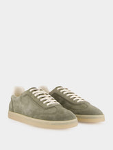 Brunello Cucinelli Olive Green Suede Low-Top Sneakers