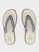 Brunello Cucinelli Navy Blue Striped Pool Slides