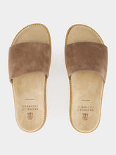 Brunello Cucinelli Brown Suede Slide Sandals