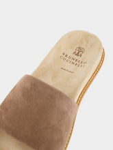 Brunello Cucinelli Brown Suede Slide Sandals