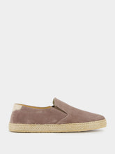 Brunello Cucinelli Taupe Washed Suede Slip-Ons with Rope Detail