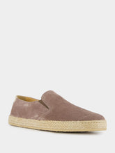 Brunello Cucinelli Taupe Washed Suede Slip-Ons with Rope Detail