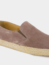 Brunello Cucinelli Taupe Washed Suede Slip-Ons with Rope Detail