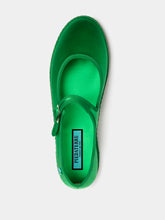 Piedaterre Green Mary Jane Satin Flats