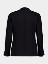 Boglioli Navy Blue Linen Notch-Lapel Jacket