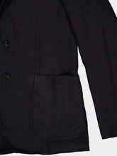 Boglioli Navy Blue Linen Notch-Lapel Jacket