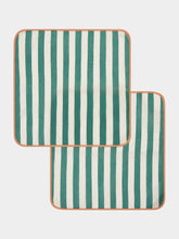 La DoubleJ Set of 2 Green Striped Italian Linen Napkins
