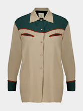 Paula Narcisa Timberwolf Embroidered Cowboy Shirt with Suede Piping