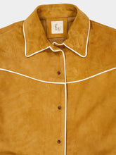 Paula Narcisa Golden Brown Suede Embroidered Cowboy Shirt
