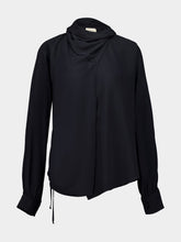 Narcissus Black Wrap Top with Collar Tie