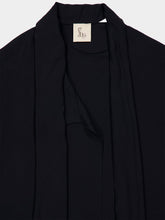 Paula Narcissus Black Wrap Top with Collar Tie