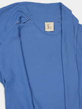 Paula Narcissus Dutch Blue Wrap Top with Collar Tie