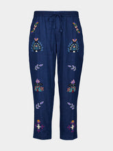 Baziszt Navy Blue Neon Embroidered Jogger Pants