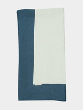 Borgo Delle Tovaglie Bauhaus Linen Large Tablecloth in Ice and Deep Blue