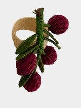 Coro Cora Burgundy and Green Toquilla Palm Olive Branch Napkin Ring