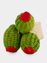 Coro Cora Green and Red Toquilla Palm Olives Napkin Ring