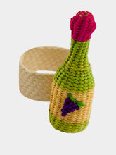Coro Cora Apple Green and Pink Toquilla Palm Wine Napkin Ring