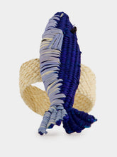 Coro Cora Sky Blue and Navy Toquilla Palm Sardine Napkin Ring
