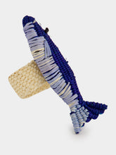 Coro Cora Sky Blue and Navy Toquilla Palm Sardine Napkin Ring