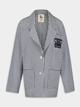 Paula Nymphaea Navy Hand-Woven Blazer with Embroidery