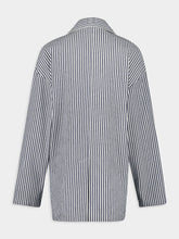 Paula Nymphaea Navy Hand-Woven Blazer with Embroidery