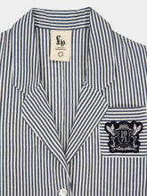 Paula Nymphaea Navy Hand-Woven Blazer with Embroidery