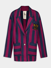 Paula Nymphaea Grape Hand-Woven Striped Blazer with Embroidery