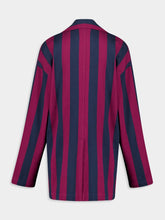 Paula Nymphaea Grape Hand-Woven Striped Blazer with Embroidery